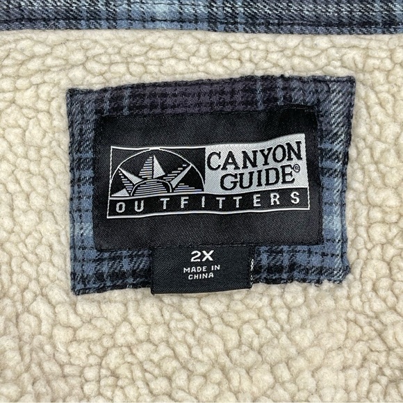 Canyon Guide Outfitters Shacket Sherpa Flannel Shirt Plaid Blue Black Winter 2X - Picture 14 of 16